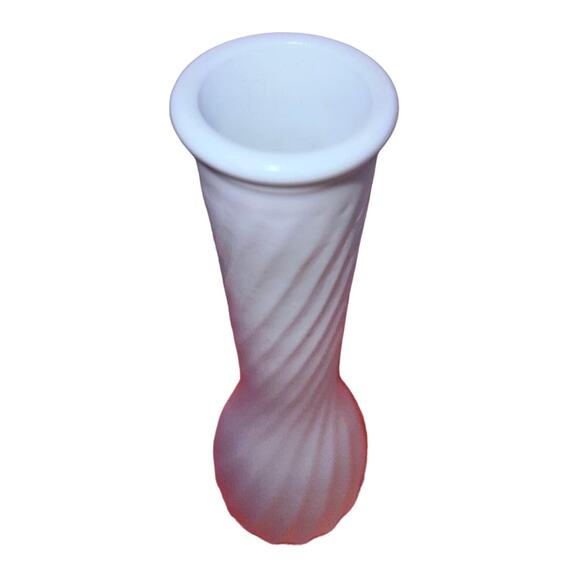 Hoosier Glass White Milk Glass 9” Bud Vase, Swirl Design, EUC Vintage - Picture 3 of 4
